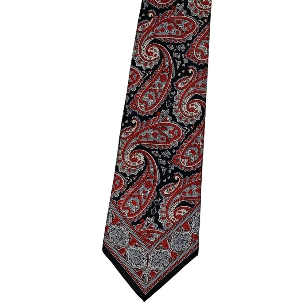 JOHN WEITZ Red Black Paisley Mens Tie